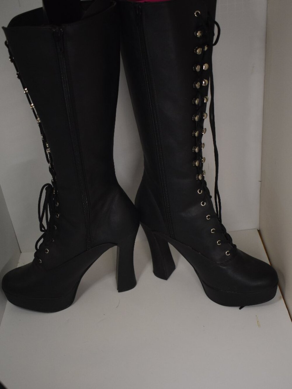 Pleaser Electra Faux Leather knee high High heal boots